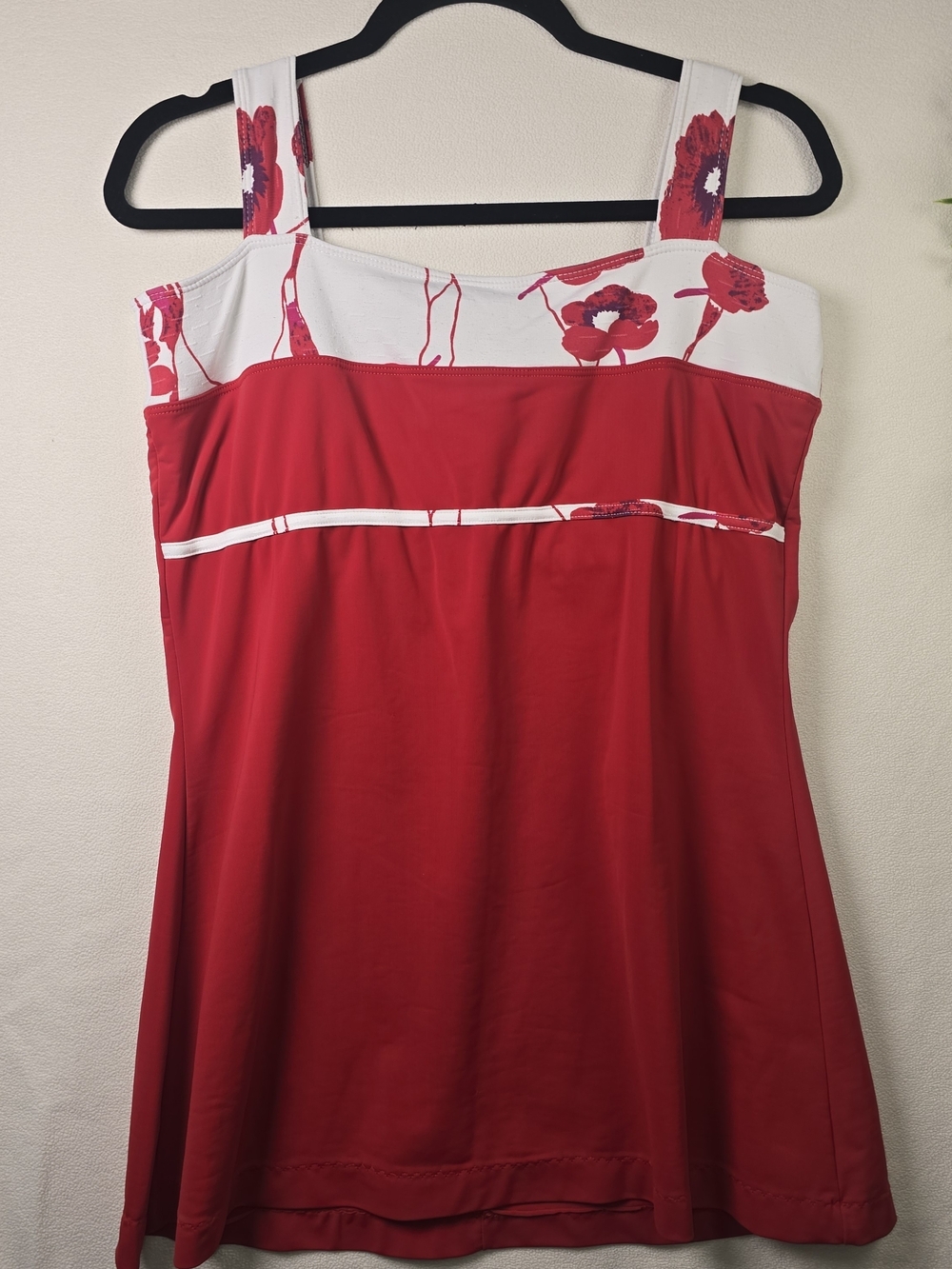 JERDOG RED WHITE ATHLETIC TENNIS DRESS BUILT IN BRA FLORAL PRINT WOMENS XL